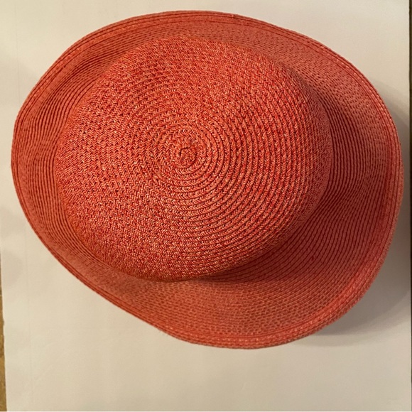 ERIC JAVITS HAT PINK WIDE BRIM STRAW SUN PACKABLE SQUISHEE USA main image 3
